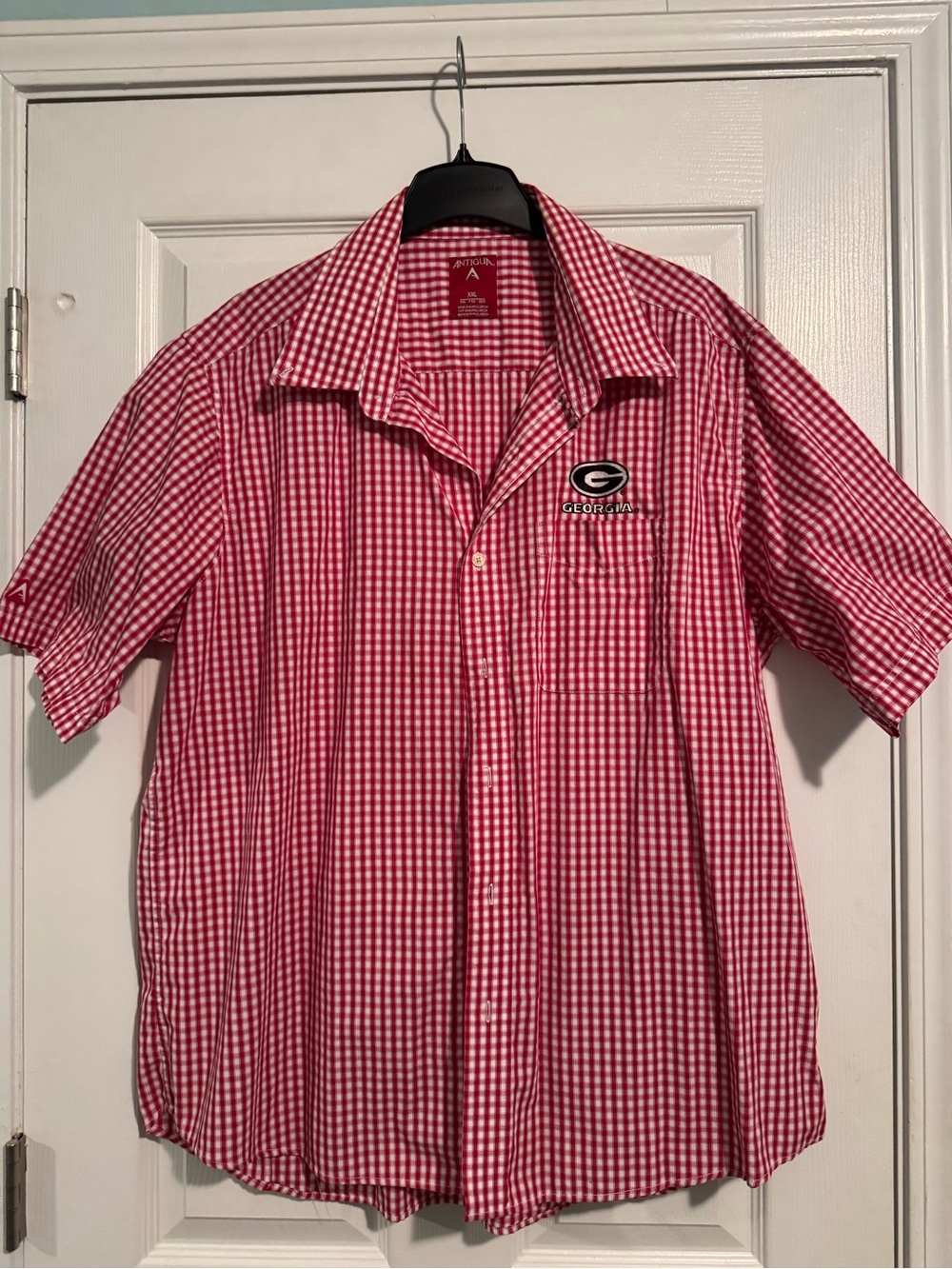 Georgia Bulldogs Red Gingham Short-Sleeve Button-Down Shirt